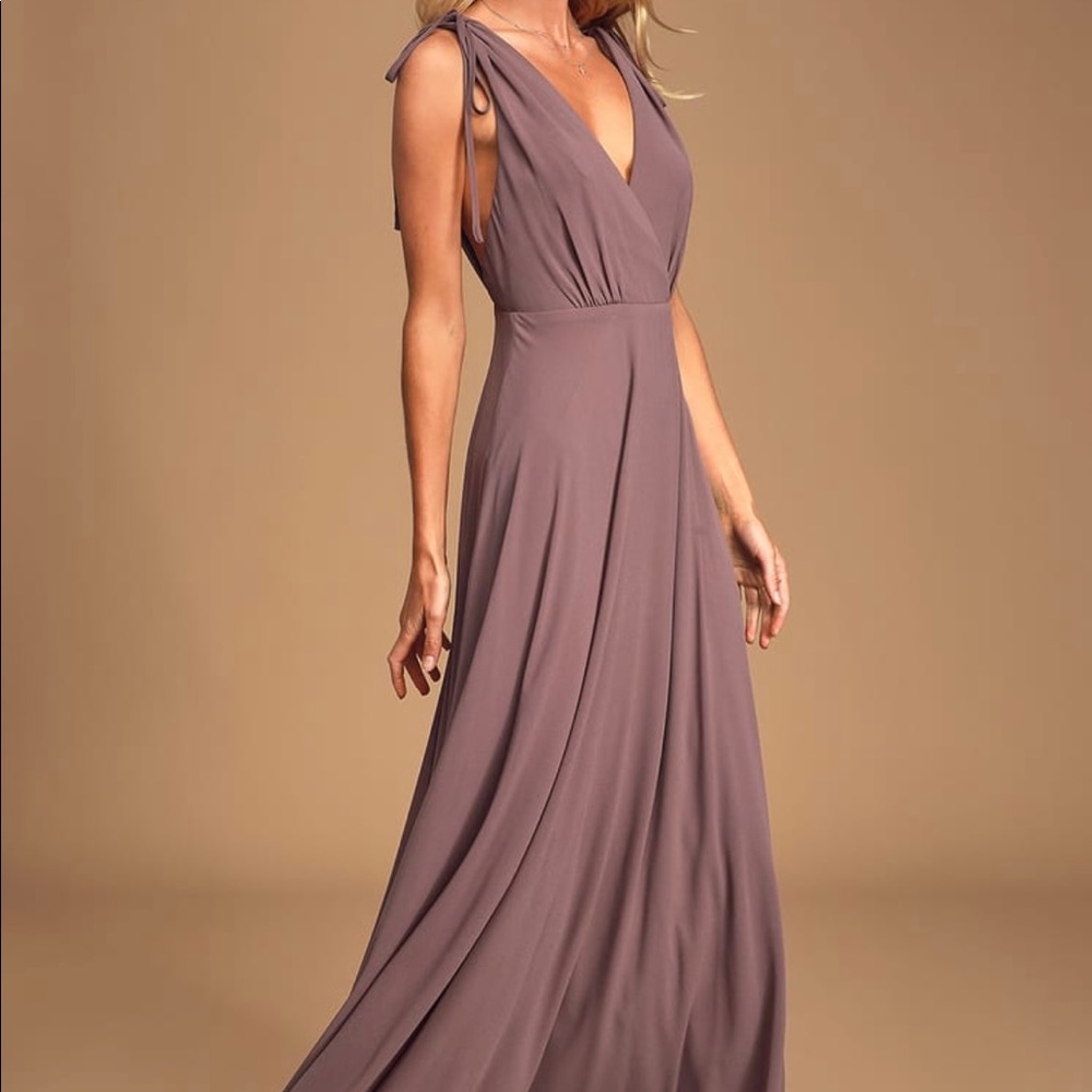 NWT Lulu’s Dance the Night Away Dusty Purple Backless Maxi Dress